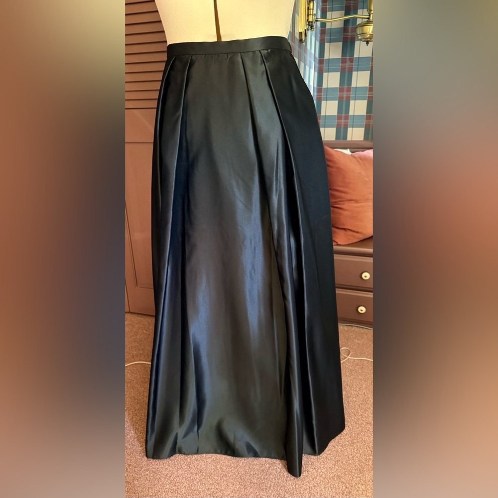 Alex Evenings Black Satin Maxi Skirt